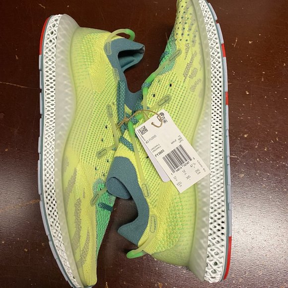 Adidas Mens Yellow 4D Fusio FY3603 Low Top Lace Up Running Shoes Size US 12.5 - Picture 3 of 5